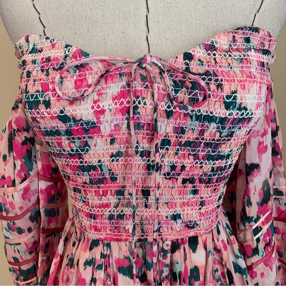 Free People Rococo Sand Mimi Pink Off Shoulder Mini Dress sz XS - Picture 6 of 13